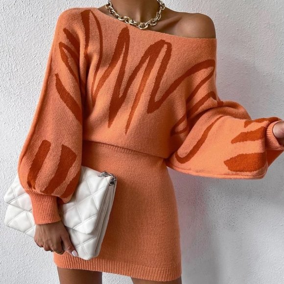 Orange Womens Batwing Sweater - Picture 3 of 4